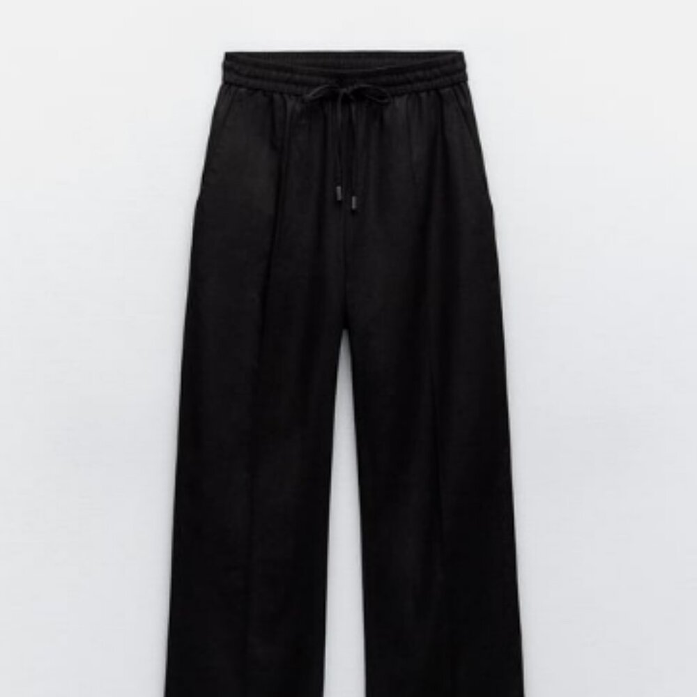 Linen Blend Straight Pants by Zara